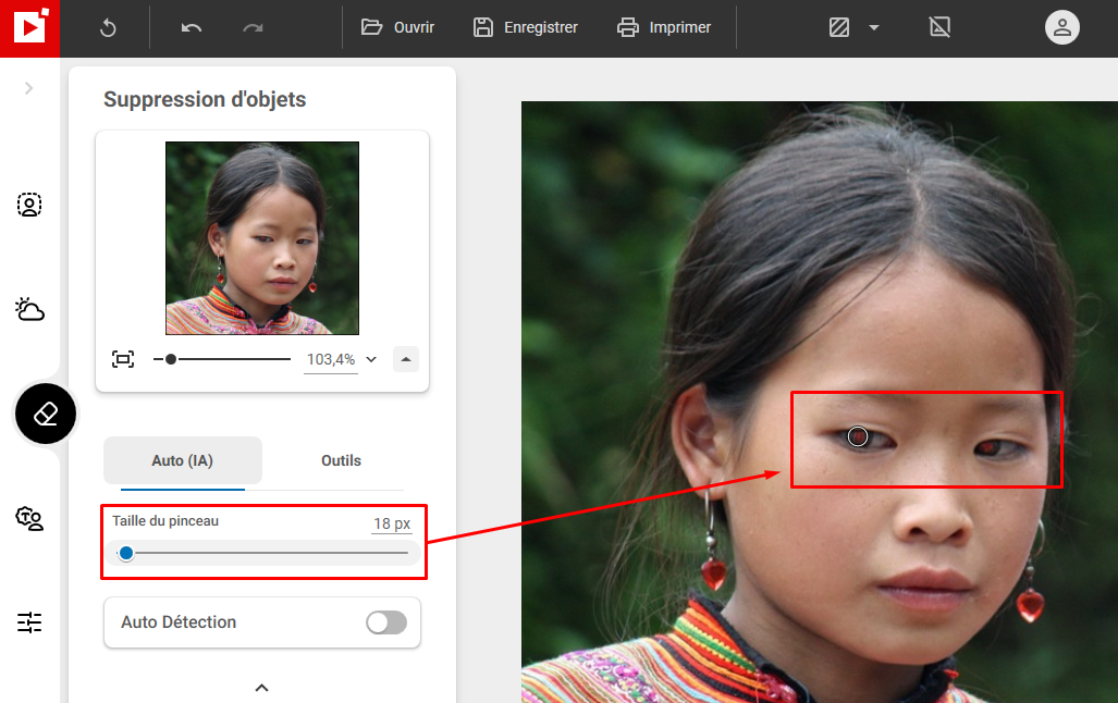 Comment utiliser la correction des yeux rouges ? inPixio