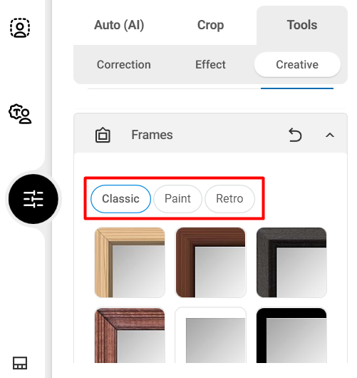 How to add frames to a photo? inPixio
